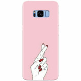 Husa silicon pentru Samsung S8, Pink Finger Cross