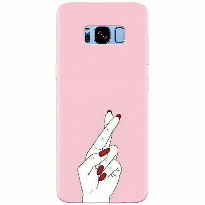 Husa silicon pentru Samsung S8, Pink Finger Cross