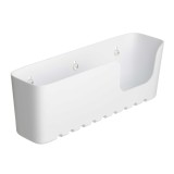 Etajera baie din plastic S42021, montaj ventuze, finisaj alb, un raft, 30 x 8.5 x 11 cm