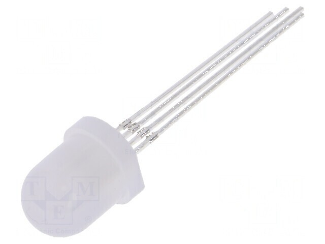 LED RGB 8mm 100-750mcd, 140&deg; - Lumină Colorată pentru Proiecte Electrice, Nr. Term: 4