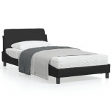 Cadru de pat cu tablie, negru, 100x200 cm, piele ecologica GartenMobel Dekor, vidaXL