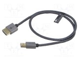 Cablu HDMI Goobay, 0,5m, textil, argintiu, HDMI 2.1, 8K, ecranat