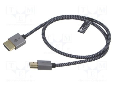 Cablu HDMI Goobay, 0,5m, textil, argintiu, HDMI 2.1, 8K, ecranat foto