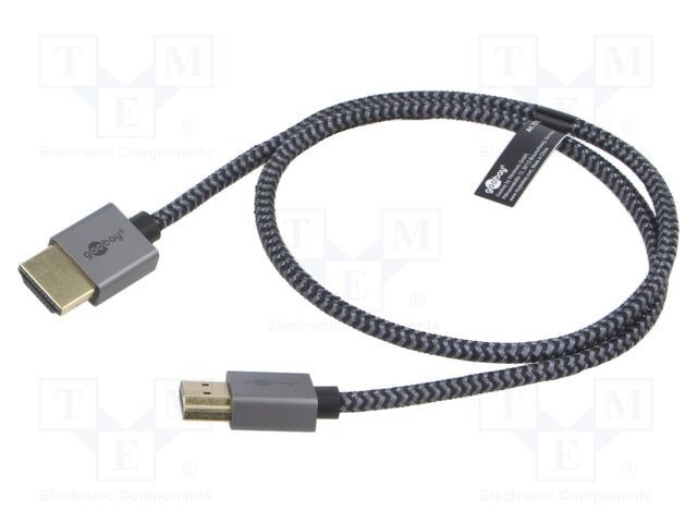 Cablu HDMI Goobay, 0,5m, textil, argintiu, HDMI 2.1, 8K, ecranat