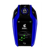 Cheie Auto Smart cu display SK01 Albastru, Activare Keyless Entry, 4 butoane, LCD cu touchscreen, Smart Car Key