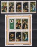 Cook 1974 - Crăciun - Picturi de Raphael, Rembrandt, Correggio, s.a., Serie + Bloc + 5 Colite, SET COMPLET, 4 POZE, MNH