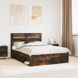 Cumpara ieftin Cadru de pat Stejar fumuriu 140 x 190 cm Lemn de pin masiv