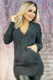 M647RR-1 Pulover cu decolteu adanc in V si buzunar tip cangur, M, M/L, S/M