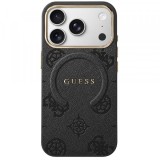 Husa MagSafe pentru Apple iPhone 18 Pro Max / 17 Pro Max, Guess, 4G Embossed Ring Classic Logo, Neagra