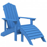 Scaun gradina Adirondack, suport picioare, albastru aqua, HDPE GartenMobel Dekor, vidaXL