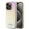 Husa pentru iPhone 15 Pro Max - Saffiano Iridescent Script (GUHCP15XPSAIRSD) - Gold, Guess