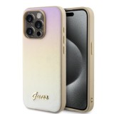 Husa pentru iPhone 15 Pro Max - Saffiano Iridescent Script (GUHCP15XPSAIRSD) - Gold, Guess