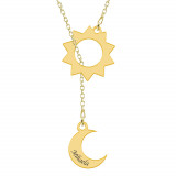 Bright - Colier personalizat din argint placat cu aur galben 24K - Soare si luna