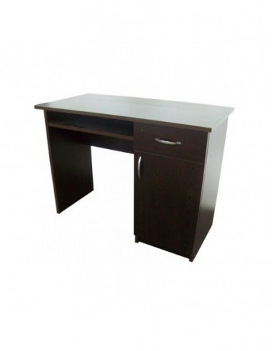Birou cu spatiu depozitare pentru scolari, Pal Melaminat, sertar, 2 rafturi, polita glisanta tastatura, 100x52x76 cm, wenge
