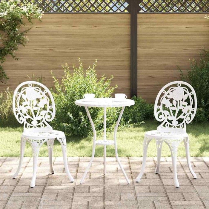vidaXL Set Bistro de Grădină 3 pcs Alb Aluminiu 42002388