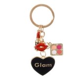 Breloc metalic auriu cu inimă neagră și mesaj Glam, 9 cm, CMCLASS