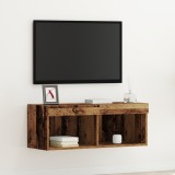 VidaXL Dulap TV de perete cu LED, lemn vechi, 80x30x30 cm