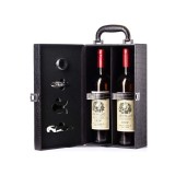 Set Cutie de vin Deluxe, pentru 2 sticle, cu accesorii de vin incluse, piele elecologica, design sarpe