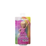 Barbie papusa chelsea blonda cu rochita roz cu capsuni