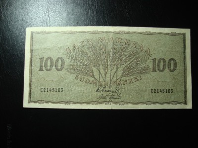 FINLANDA 100 MARKKAA 1955 foto