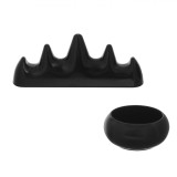 Set Instrumente Nail Art, Suport Pensule și Bol Amestecare, Negru, 2 Bucăți, Oem