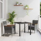 VidaXL Set de masă pentru grădină cu pernă 3 pcs Gri Rattan poli