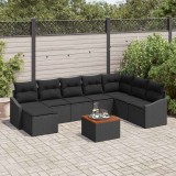 VidaXL Set de canapele pentru grădină cu pernă 9 pcs Negru Rattan poli