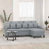 Gossi canapea cu 3 locuri si taburet, gri deschis, 180 cm, textil