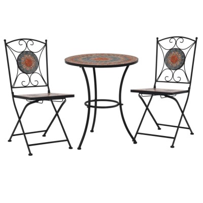 vidaXL Set bistro mozaic, 3 piese, portocaliu/gri, placă ceramică 279691 foto