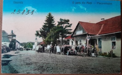 Carte postala, comuna Ileanda, o parte din piata, 1928 foto
