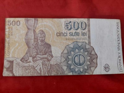 bancnota-de-500 lei-serie-G0013-275520-Constantin Brancusi-Bancnota aprilie 1991 foto