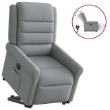 Cumpara ieftin Fotoliu electric rabatabil cu ridicare, gri deschis, textil