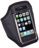 Banderola reglabila neagra pentru telefoane Apple iPhone 4/4S, iPhone 3G/3GS, Samsung S5830, S5570, HTC One V, Nokia Lumia 800, Motorola Defy + / Def, Textil, Armband