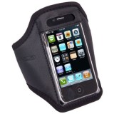 Banderola reglabila neagra pentru telefoane Apple iPhone 4/4S, iPhone 3G/3GS, Samsung S5830, S5570, HTC One V, Nokia Lumia 800, Motorola Defy + / Def