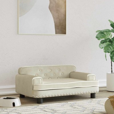 Pat de c&amp;acirc;ini, crem, 70x45x30 cm, catifea foto