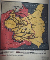 Harta de epocă cu acțiunile militare ale Germaniei asupra Poloniei 1939