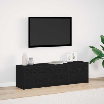 vidaXL Cabinet TV Stejar negru 140 x 34 x 40 cm Lemn compozit foto