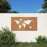 Decor perete gradina 105x55 cm design harta lumii otel Corten GartenMobel Dekor