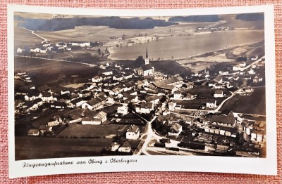 Fotografie din avion a localitatii Obing, Oberbayern - Necirculata foto