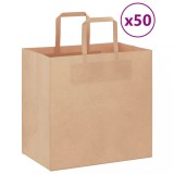Pungi Hartie Maro cu Manere 26x17x25cm, 50 Bucati - VidaXL, Sacose Cadouri, Cumparaturi, Petreceri, H&acirc;rtie Kraft Rezistenta 7kg