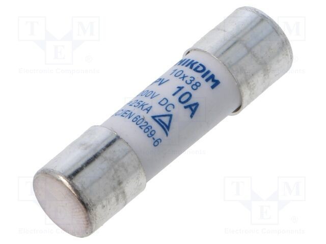 Siguranță cilindrică NIKDIM LTD 10A 1kV DC 10x38mm gPV