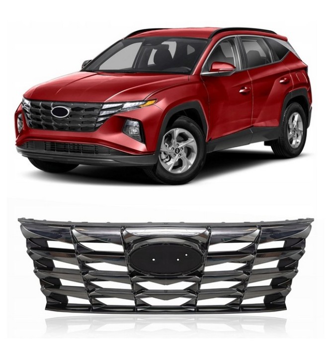 Grila masca fata HYUNDAI TUCSON, 10.2020-, original, fara gaura camera; negru lucios,