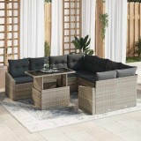 Cumpara ieftin Set de canapele pentru grădină cu pernă 9 pcs Gri deschis