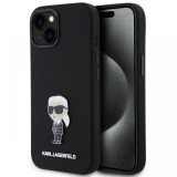 Karl Lagerfeld Husa Liquid Silicone Metal Ikonik iPhone 15 Negru