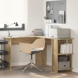 VidaXL Birou de colț cu spațiu de stocare din stejar Sonoma 140x113,5x75cm