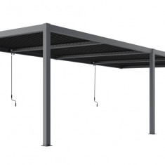 Pergola X Bioclimatica, Pavilion 3x5.8x2.3metri cu LED, prindere pe casa, Premium, Aluminiu