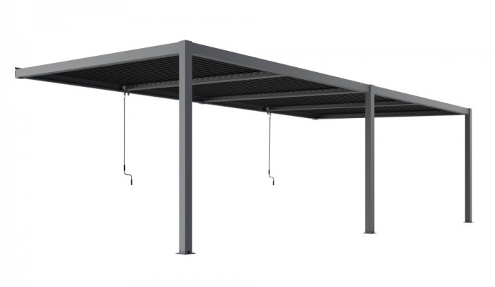 Pergola X Bioclimatica, Pavilion 4x7.8x2.3metri cu LED, prindere pe casa, Premium, Aluminiu