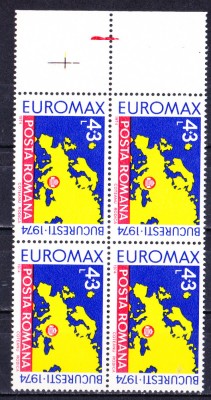 TSV$ - 1974 LP 856 EXPO DE MAXIMAFILIE &amp;bdquo;EUROMAX&amp;rdquo;, BUC., BLOC X 4 MNH/** LUX foto