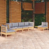 Cumpara ieftin Set mobilier grădină cu perne gri, 6 piese, lemn de pin