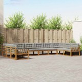 vidaXL Set de canapele de exterior 10 pcs Gri natural și deschis 3368234
